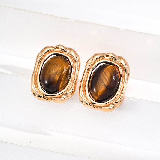 Vintage-style Tiger's Eye Earrings