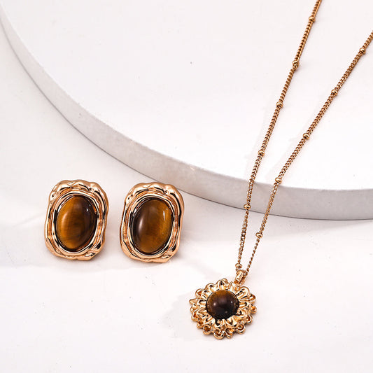 Vintage-style Tiger's Eye Earrings